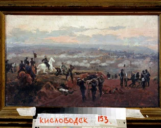 Attacco alle Colline Verdi - Episodio della guerra di Crimea (1853-1856) - Dipinto di Nikolai Dmitrievich Dmitriev-Orenburgsky (Dmitriev-Orenbourgski o Dmitriev Orenburgsky o Dmitriev-Orenburgsky) (1837-1898)