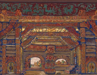 Il Palazzo dello Zar Berendey. Scenografia per il teatro La Fanciulla di Neve di A. Ostrovsky