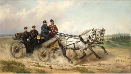 Zar Alessandro III e Kaiser Guglielmo II in una landau, 1888