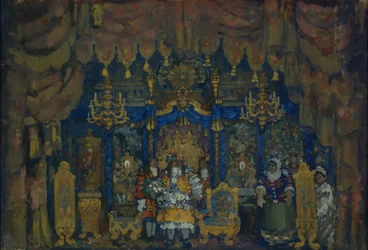 La stanza di Jourdain. Scenografia per la commedia Il borghese gentiluomo di J.-B. Molière, 1911