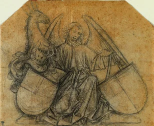 Un Angelo che Sostiene Due Scudi