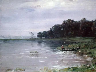 Paesaggio con barca, sera