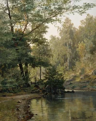Lago di bosco (pittura a olio)