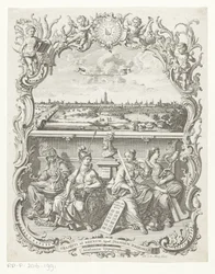 Veduta di Utrecht e allegoria con Minerva e virtù