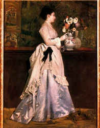 La donna nel bouquet Dipinto di Norbert Goeneutte