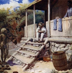 Un commerciante che riceve noci di cocco, Aoba, Nuove Ebridi