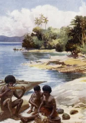 Ora di cena a Kwato, Nuova Guinea Britannica
