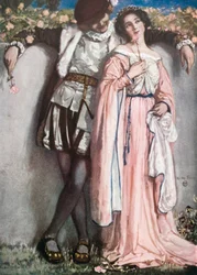 Beatrice e Benedetto. Molto rumore per nulla - Atto IV, Scena 1 (litografia a colori)