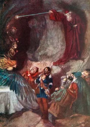 La festa svanita. La Tempesta - Atto III, Scena 3 (litografia a colori)