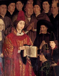 Polittico di san Vincenzo (Painéis de São Vicente de Fora). Ritratto di san Vincenzo e di Enrico il Navigatore (1394-1460), principe del Portogallo. Pittore portoghese del XV secolo. Museu Nacional de Arte Antiga, Lisbona.