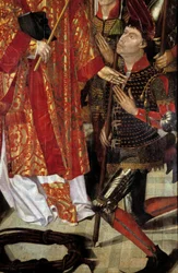 San Vincenzo, patrono di Lisbona Polittico di San Vincenzo di Saragozza circondato da vescovi e cavalieri (dettaglio)