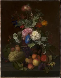 Natura morta con frutta e fiori