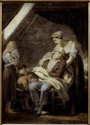 La famiglia infelice. Dipinto di Octave Tassaert (1800-1874)