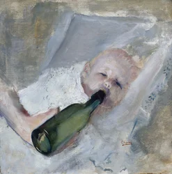 Bambino con biberon