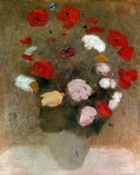 Bouquet con papaveri. Dipinto di Odilon Redon (1840-1916)
