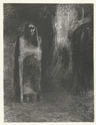 Un uomo è solo in un paesaggio notturno (La Nuit)