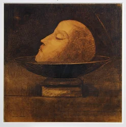Testa di martire in una ciotola (carboncino e gesso su carta)