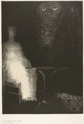 Continuai a Guardare la Sedia, e Immaginai di Vedere su di Essa un Contorno Nebbioso Azzurro Pallido di una Figura Umana, tavola 1 di 6