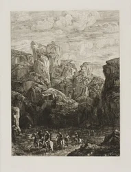 Il guado: paesaggio con cavalieri