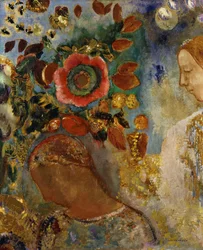 Due giovani ragazze con fiori, 1912