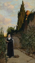 Suora in giardino