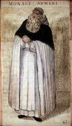 Monaco armeno. Incisione su legno. XVI secolo