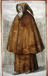 Ordine religioso: Cappuccini. Incisione del 16° secolo