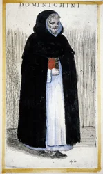 Ordine religioso: un monaco domenicano. Incisione in O. Fialetti. XVI secolo