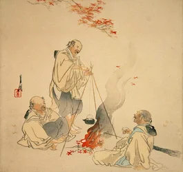 Bere sake sotto un acero, c.1890s-1900s