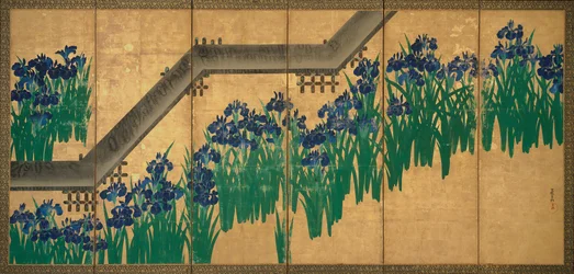 Iris a Yatsuhashi (Otto ponti), ca. 1709