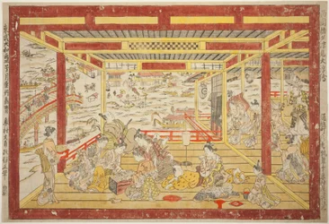Godendo della frescura serale vicino al ponte di Ryogoku (Ryogoku bashi yusuzumi uki-e)