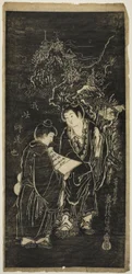 Due Ragazzi come i Monaci Eccentrici Kanzan (Cinese: Hanshan) e Jittoku (Cinese: Shide)