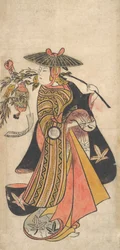 Attore Sanogawa Ichimatsu come cortigiana durante il Festival Tanabata