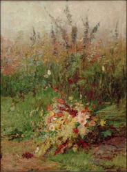 Bouquet di fiori di campo sul ciglio della strada