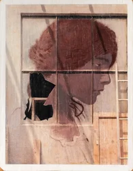 Ritratto su muro, 2021 (tecnica mista su legno)