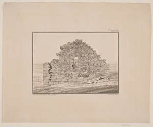 Rovine di una chiesa in Groenlandia. Illustrazione per W.A. Graah. Viaggio di esplorazione alla costa orientale della Groenlandia
