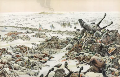 Napoleone osserva il massacro alla Battaglia di Eylau, febbraio 1807