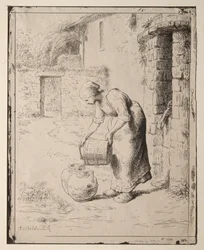 Una Donna che Svuota un Secchio