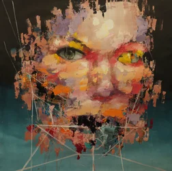Distorted Color Model 2 , 2018-2025 (acrilico e olio su tela)