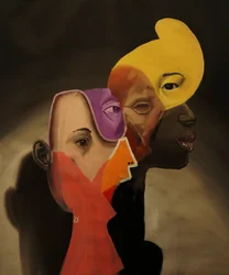 Caleidoscopio di identità, 2023 (olio e vernice spray su lino)