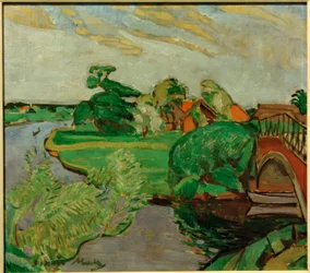 Paesaggio fluviale con ponte