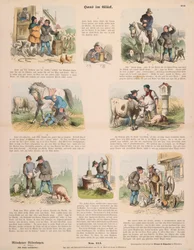 Hans nella fortuna (dopo i Fratelli Grimm) foglio volante pubblicato da Gustav Weise, Stoccarda, 1860