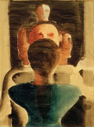 Gruppo concentrico con figura femminile di schiena