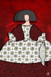 Elegante signora in abito a fiori