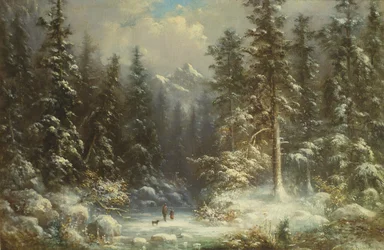 Scena di neve nella foresta, XIX secolo