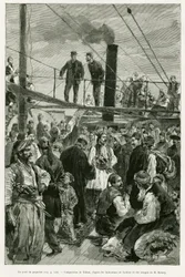 Il ponte della nave. Incisione di Tofani per illustrare la storia Viaggio in Tessaglia nel 1882, di Paul Monceaux, in Le Tour du monde 1887, diretto da Edouard Charton (1807-1890), Hachette, Parigi.