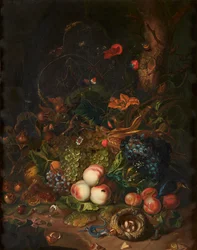 Natura morta di frutta e fiori