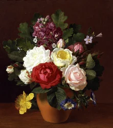 Natura morta di fiori estivi. Dipinto di Otto Didrik Ottesen (1816-1892) Collezione privata.