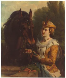 Jacoba van Beieren con il suo cavallo