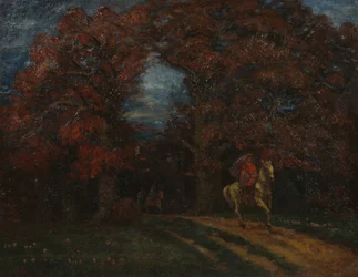 Paesaggio autunnale con cavalieri